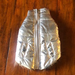 FABDOG SILVER METALLIC FAUX FUR LINED PUFFER IN XXS NEW WITHOUT TAGS
